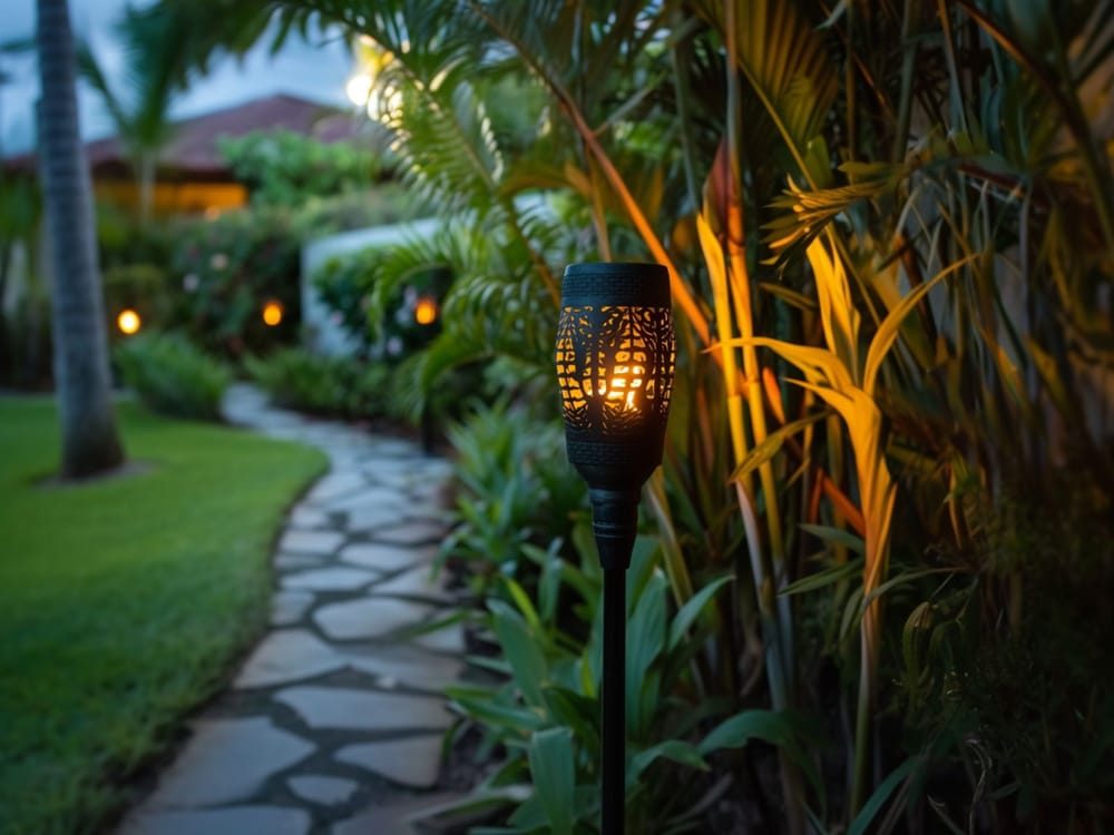 Create a Tropical Vibe in Your Garden With Solar Tiki Torches