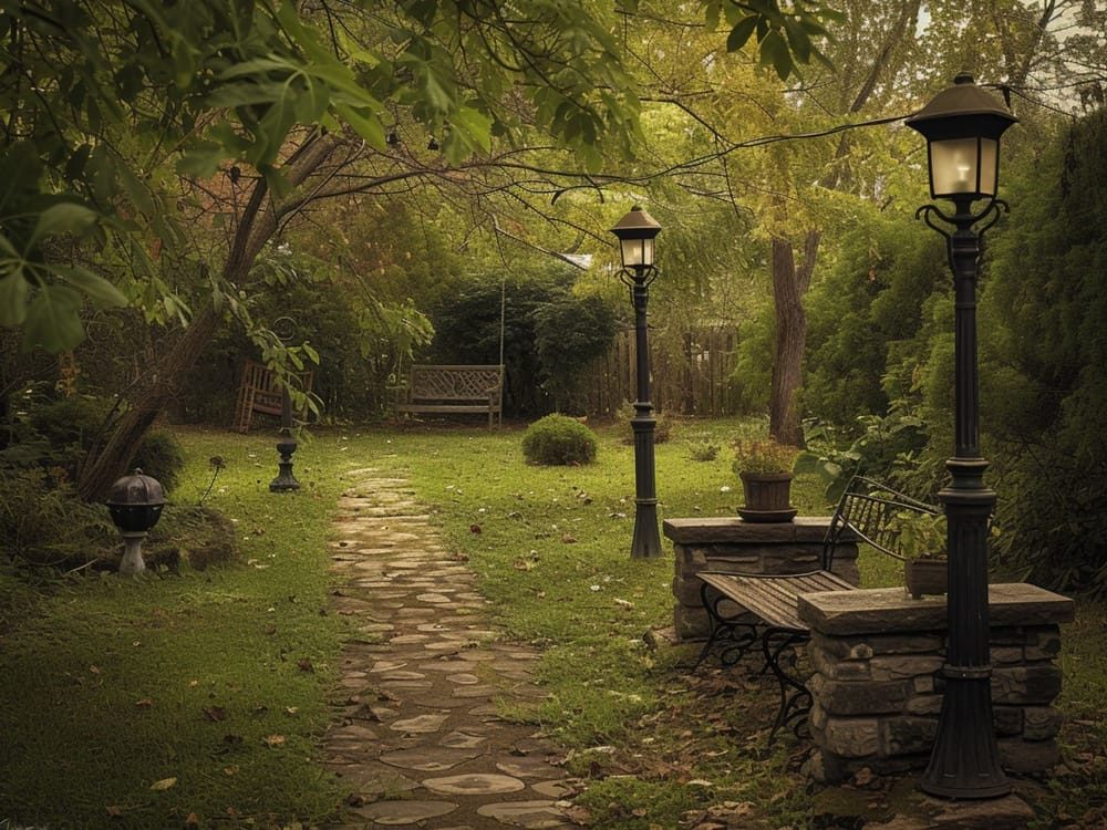 Highlight Garden Elements With Vintage Lamp Posts