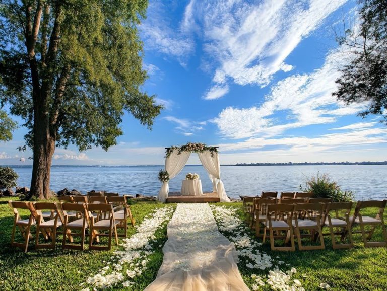20 Water Wedding Ideas for a Dreamy Celebration Lakeside Ceremony with a Scenic Backdrop Beachfront Wedding with Barefoot Elegance Floating Floral Installations Nautical Theme with Classic Blue and White Waterfront Dining Experience Sunset Cruise Reception Water-Themed Invitations Sea Glass and Pearl Decor Ceremony on a Dock or Pier Mermaid-Inspired Bridal Look Underwater-Inspired Cake Shell-Inspired Table Settings Watercolor Backdrop Floating Lanterns at Night Driftwood and Coral Archway Waterfront Lounge Area Transparent Decor Elements Ocean-Inspired Signature Cocktails Canoe or Boat Grand Entrance Water-Themed Favors Conclusion
