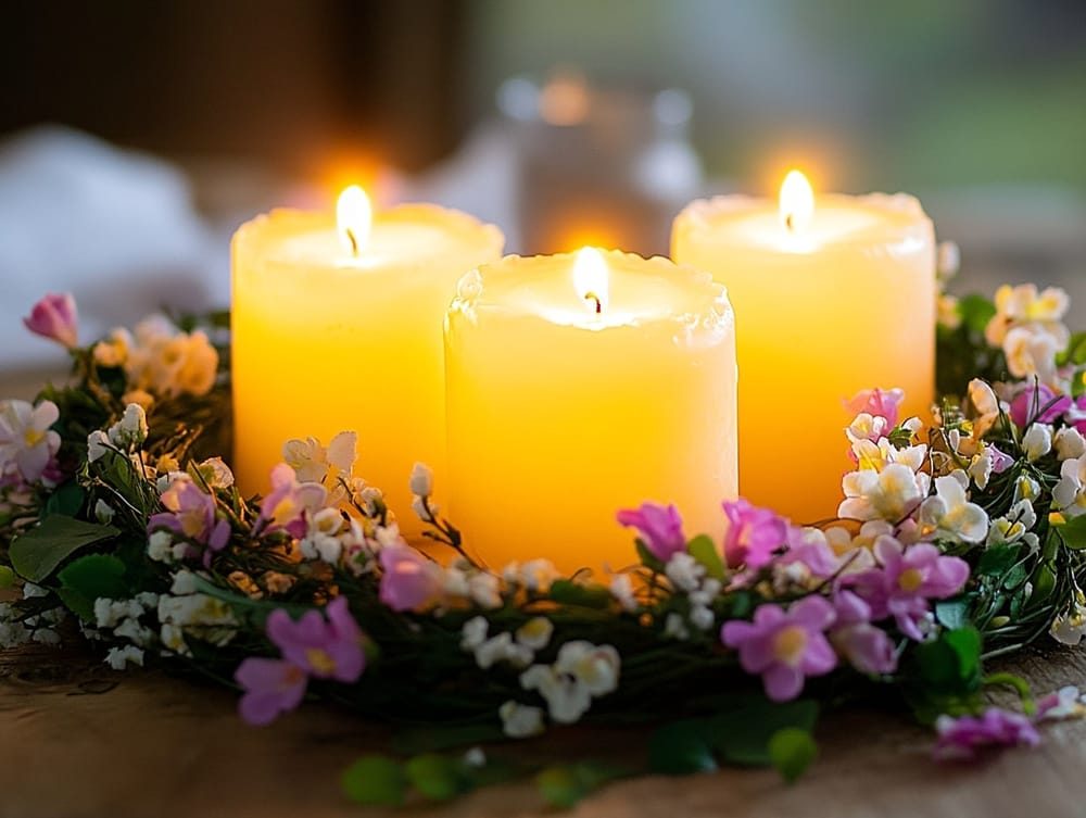 led-candles-with-floral-rings